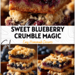 Golden Blueberry Crumble Bars in a pan with crumb topping and juicy blueberry filling. 26